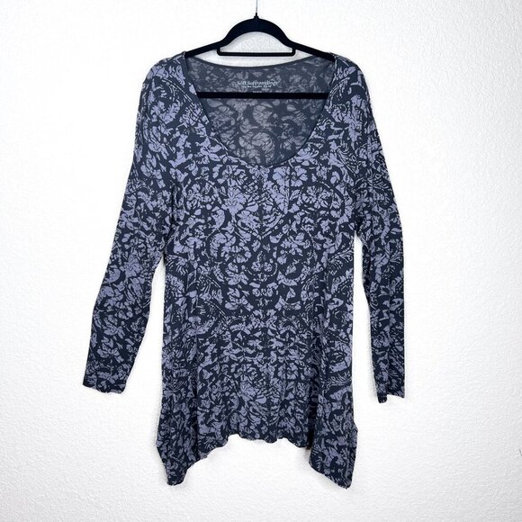 Soft Surroundings Lavender Gray Boho Print Tunic High-Low Hem Size M - Picture 1 of 4